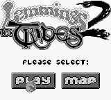 Lemmings 2: The Tribes title screen for GameBoy